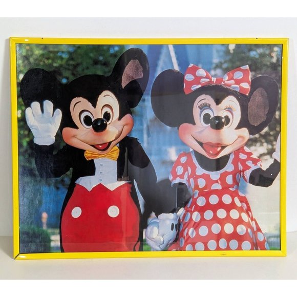 VTG Y2K Disney Parks Mickey & Minnie Mouse Poster Framed Art 16x20" Walt World - Picture 1 of 4